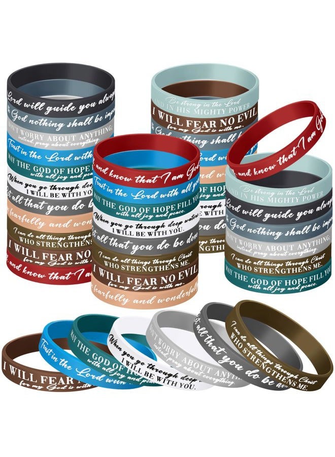Ecation Bible Verses Bracelets Bulk Scripture Silicone Wristbands Inspirational Motivational Quote Rubber Wristbands Christian Bracelets for Easter Carnival Party Favors(Classic Color,48 Pcs) - Image 1