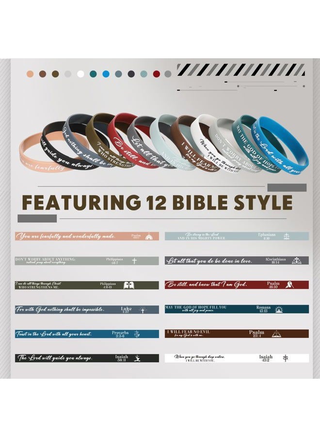 Ecation Bible Verses Bracelets Bulk Scripture Silicone Wristbands Inspirational Motivational Quote Rubber Wristbands Christian Bracelets for Easter Carnival Party Favors(Classic Color,48 Pcs) - Image 3