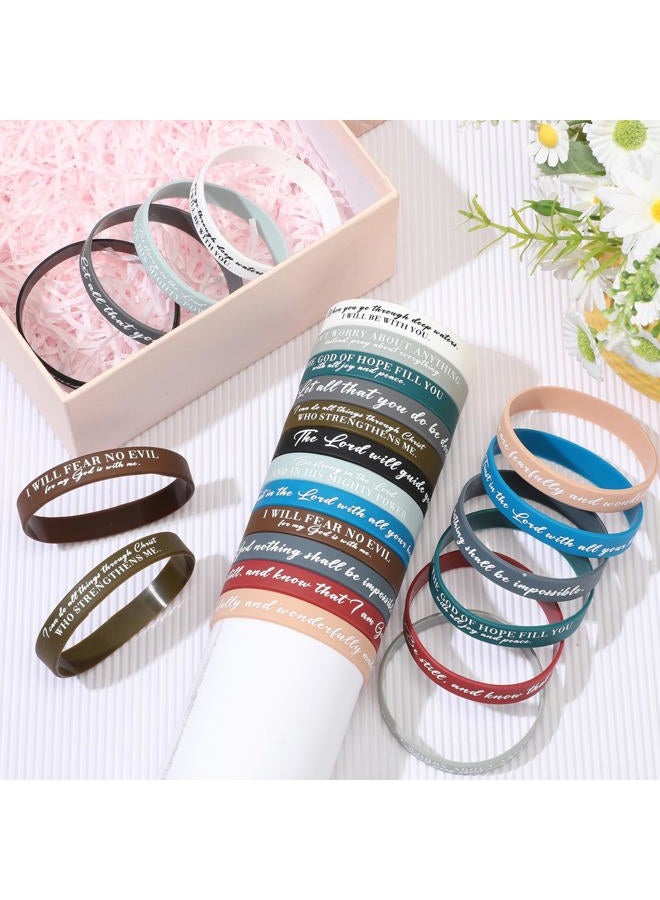 Ecation Bible Verses Bracelets Bulk Scripture Silicone Wristbands Inspirational Motivational Quote Rubber Wristbands Christian Bracelets for Easter Carnival Party Favors(Classic Color,48 Pcs) - Image 4