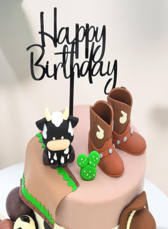 Tarocynn 20Pcs Cowboy Cake Decorations with Cowboy Hat Boots Cow Cake Topper Birthday Party Baby Shower Theme Party Decor - Image 3