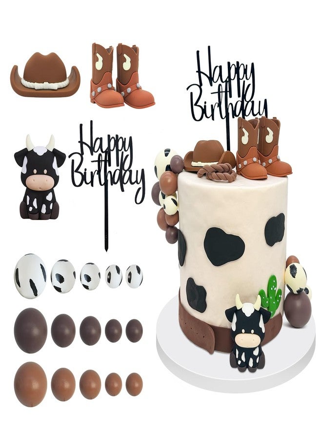 Tarocynn 20Pcs Cowboy Cake Decorations with Cowboy Hat Boots Cow Cake Topper Birthday Party Baby Shower Theme Party Decor - Image 1
