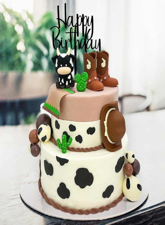 Tarocynn 20Pcs Cowboy Cake Decorations with Cowboy Hat Boots Cow Cake Topper Birthday Party Baby Shower Theme Party Decor - Image 2