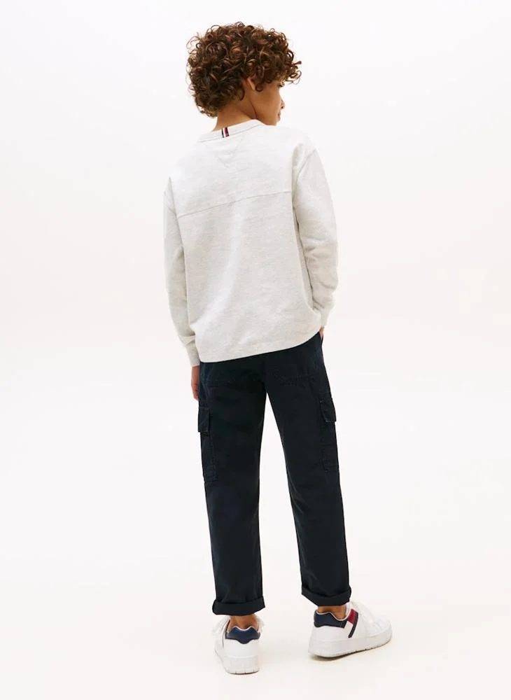 تومي هيلفيغر Kids Graphic Print Crew Neck Long Sleeve T-Shirt