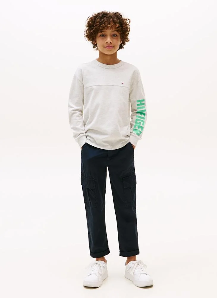 TOMMY HILFIGER Kids Graphic Print Crew Neck Long Sleeve T-Shirt