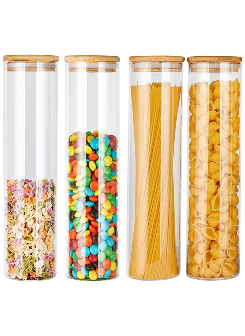 AUTOYSUR Glass Storage Jar with Bamboo Lids,Glass Airtight Canisters sets,Spice Jar, Pantry Organization and Storage Containers Ideal for Sugar, Coffee, Cookie, Candy,Cereals (2200ml/77.4 oz, Set of 4)  - Image 1