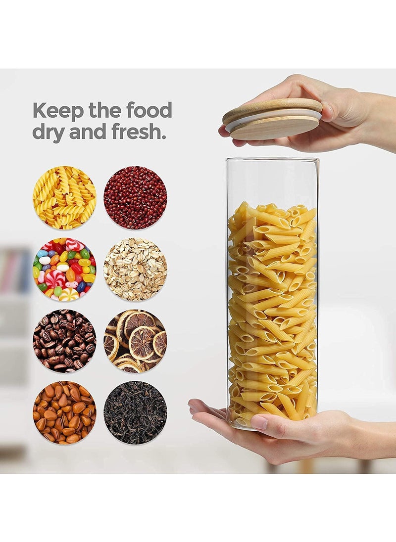 AUTOYSUR Glass Storage Jar with Bamboo Lids,Glass Airtight Canisters sets,Spice Jar, Pantry Organization and Storage Containers Ideal for Sugar, Coffee, Cookie, Candy,Cereals (2200ml/77.4 oz, Set of 4)  - Image 2