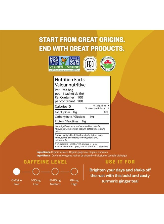 FGO Organic Turmeric and Ginger Tea, Eco-Friendly Tea Bags, 100 Count, Pack May Vary (Pack of 1) - Image 2