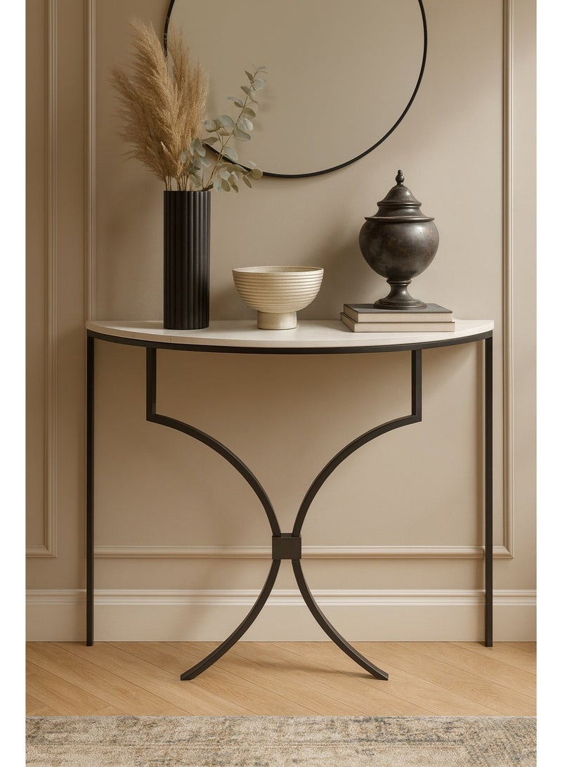 طاولة كونسول للمدخل، طاولة جانبية، إطار وقواعد من المعدن القوي ، طاولة للممر وغرفة المعيشة