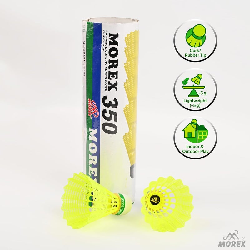 MOVEX Morex Premium Nylon Badminton Shuttlecock [Set of 6] | Lightweight & Durable Cork for Stable Flight & Fast Recovery | Ideal for Indoor & Outdoor Play | High-Performance Shuttlecocks - Image 3