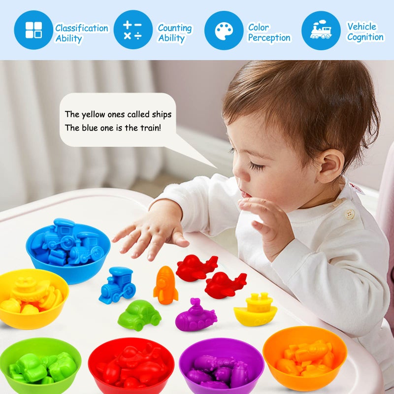 NAODONGLI Counting Transport Matching Game with Rainbow Bowls,Color Sorting & Sensory Training Montessori Preschool Education Learning Fine Motor Skills Easter Gifts for 3 4 5 Years Old Boys Girls - Image 4