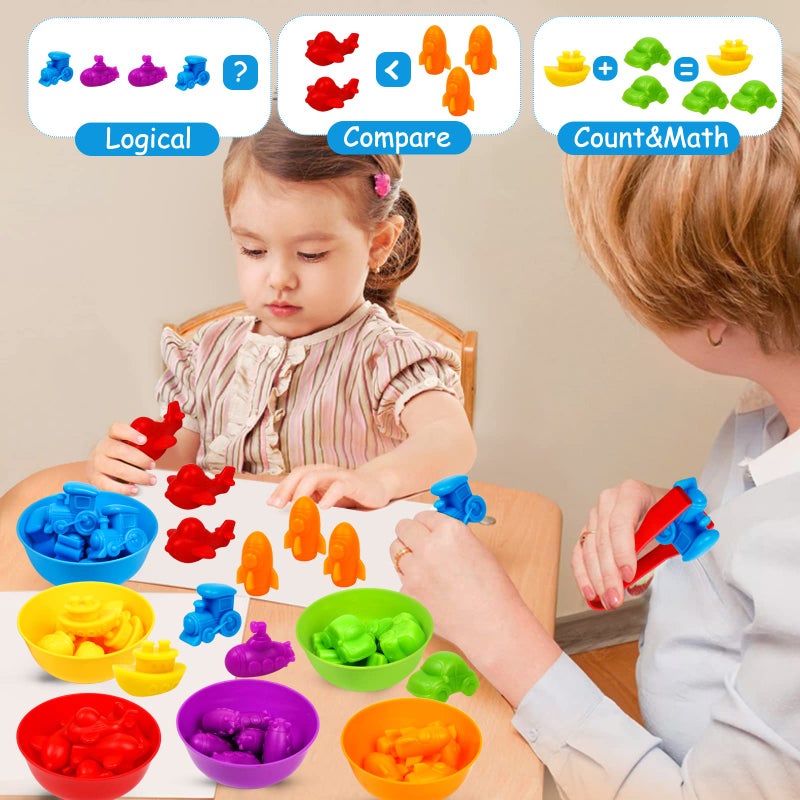 NAODONGLI Counting Transport Matching Game with Rainbow Bowls,Color Sorting & Sensory Training Montessori Preschool Education Learning Fine Motor Skills Easter Gifts for 3 4 5 Years Old Boys Girls - Image 3