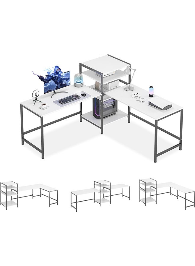 JCB CHIC Gaming Table 100cm with Monitor Stand,Computer Desk Office Table Study Desk L Shaped Desk with 4 Storage Shelves for Study and Home Office - Image 1