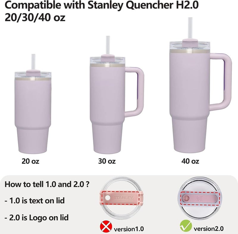 DUNLAGUE Silicone Spill Stopper Set Compatible with Stanley Cup 2.0 30oz & 40oz with Straw Cover (Set of 2  Orchid) - Image 2