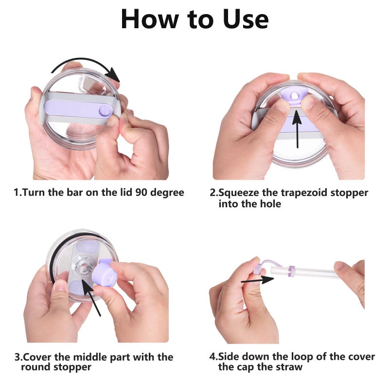 DUNLAGUE Silicone Spill Stopper Set Compatible with Stanley Cup 2.0 30oz & 40oz with Straw Cover (Set of 2  Orchid) - Image 5