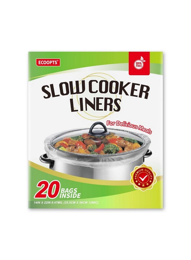 ECOOPTS 20 Count Disposable Slow Cooker Liners and Cooking Bags | Extra Large Size Fits 6-10QT Pot, 14"x 22" | Suitable for Oval & Round Pot, BPA Free (1 Pack)  - Image 1