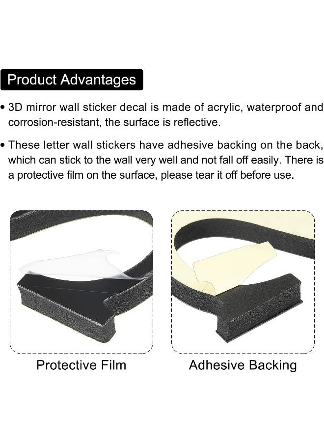 TPGP ملصقات حائط مرآة أكريليك ثلاثية الأبعاد حرف L ذاتية اللصق لتزيين المنزل فن ملصق ديكال لتزيين المنزل DIY باللون الأسود - Image 5