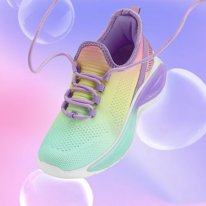 RUNSIDE Girls Lightweight Sneakers Kids Lace-up Tennis Running Shoes, Breathable Walking Shoes for Toddler/Little Kid/Big Kid Gradient Purple - Image 3