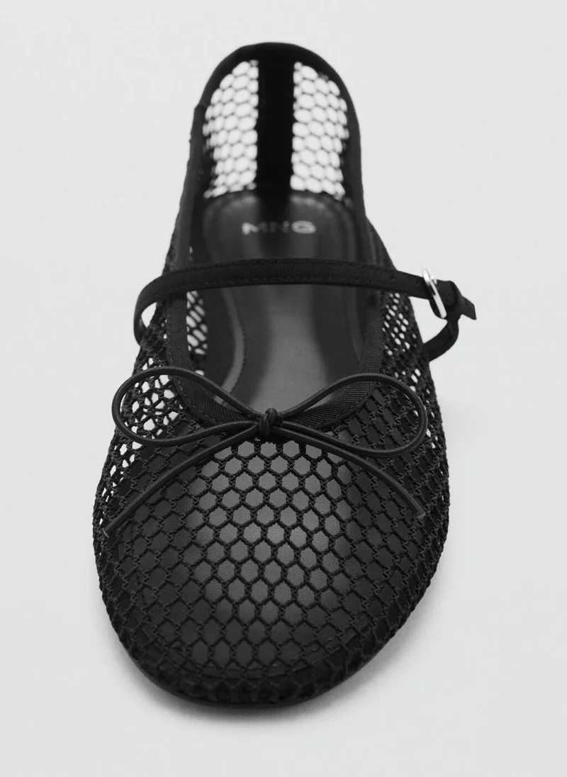 MANGO Mesh Ballet Flats With Strap And Buckle