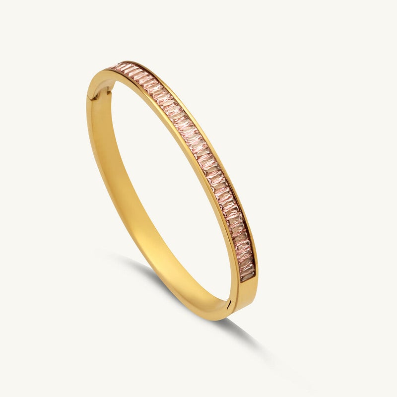 PALMONAS 18k Gold Tone Plated Pink Enchantment Bangle Bracelet
 for Women - Image 1