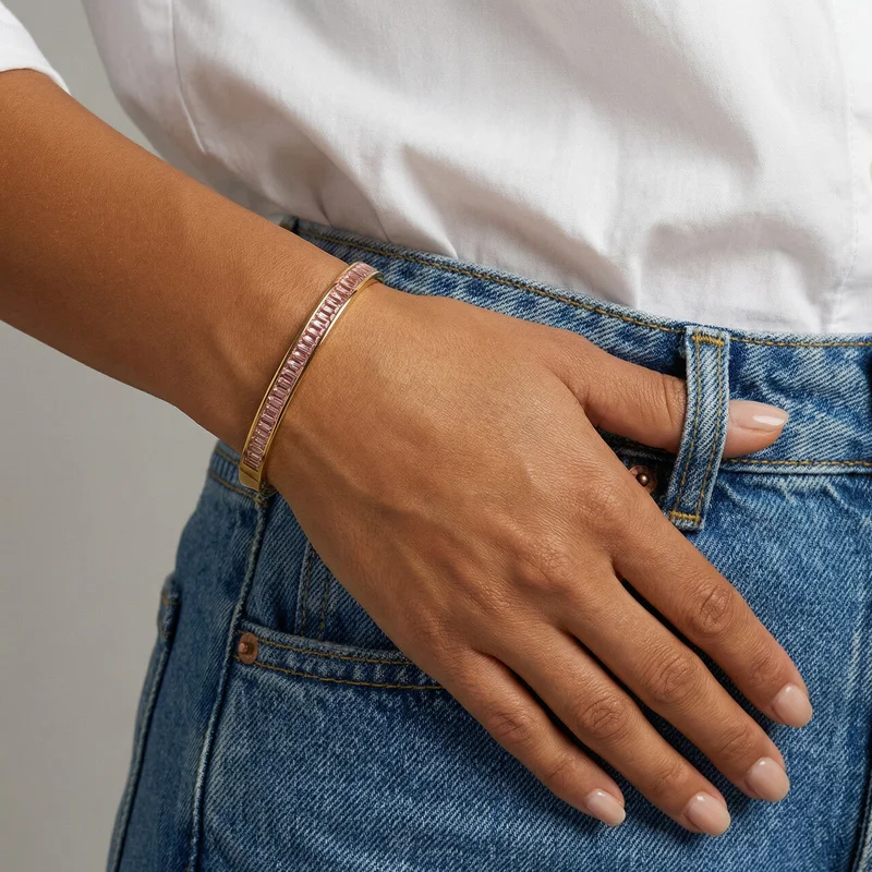 Palmonas  PALMONAS Pink Enchantment Bangle Bracelet for Women | 18K Gold Plated, Waterproof & Anti-Tarnish for Women | Best Price UAE