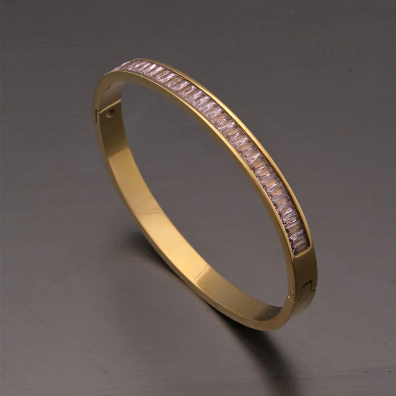 Palmonas PALMONAS Pink Enchantment Bangle Bracelet for Women | 18K Gold Plated, Waterproof & Anti-Tarnish