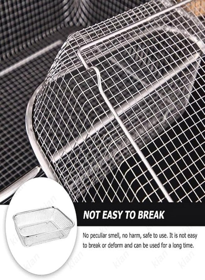 Kian Drain Basket Steel Big Drip Tray Kitchen Drying Stand Mesh Sink Rectangle Basket Mesh Fruits, Vegetable, Drainer Washer (Silver) (Pack of 1) - Image 3
