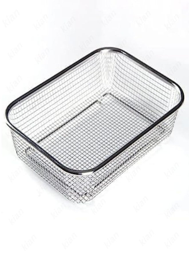 Kian Drain Basket Steel Big Drip Tray Kitchen Drying Stand Mesh Sink Rectangle Basket Mesh Fruits, Vegetable, Drainer Washer (Silver) (Pack of 1) - Image 1