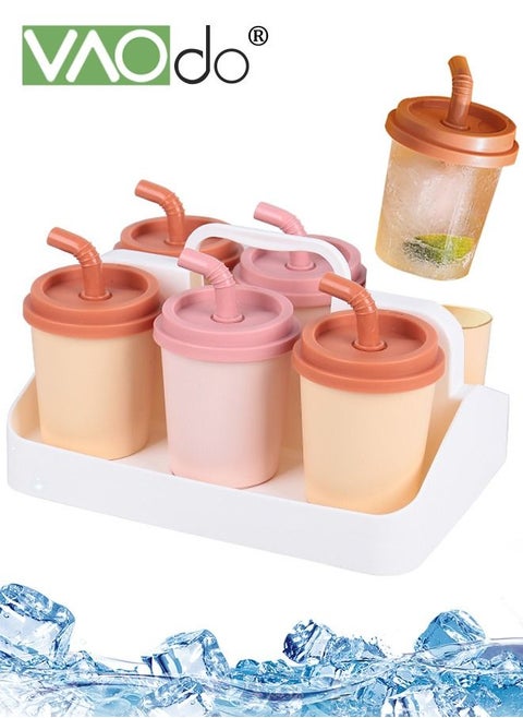 6PCS Popsicle Molds Easy Release Ice Cream Molds Reusable BPA Free Ice Pop Maker With Storage Rack with Handle