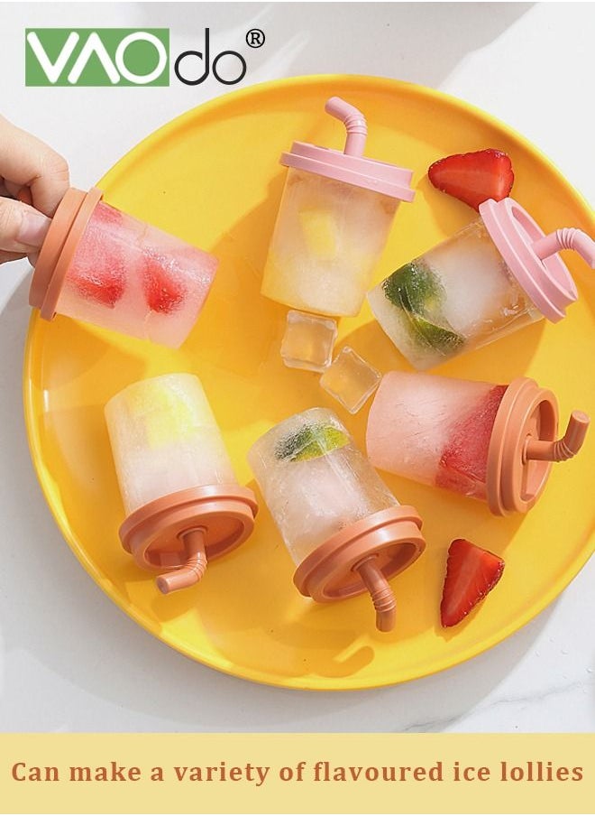 VAOdo - 6PCS Popsicle Molds Easy Release Ice Cream Molds Reusable BPA Free Ice Pop Maker With Storage Rack with Handle - Image 1