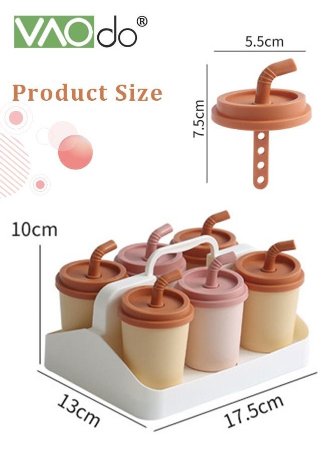 VAOdo - 6PCS Popsicle Molds Easy Release Ice Cream Molds Reusable BPA Free Ice Pop Maker With Storage Rack with Handle - Image 1