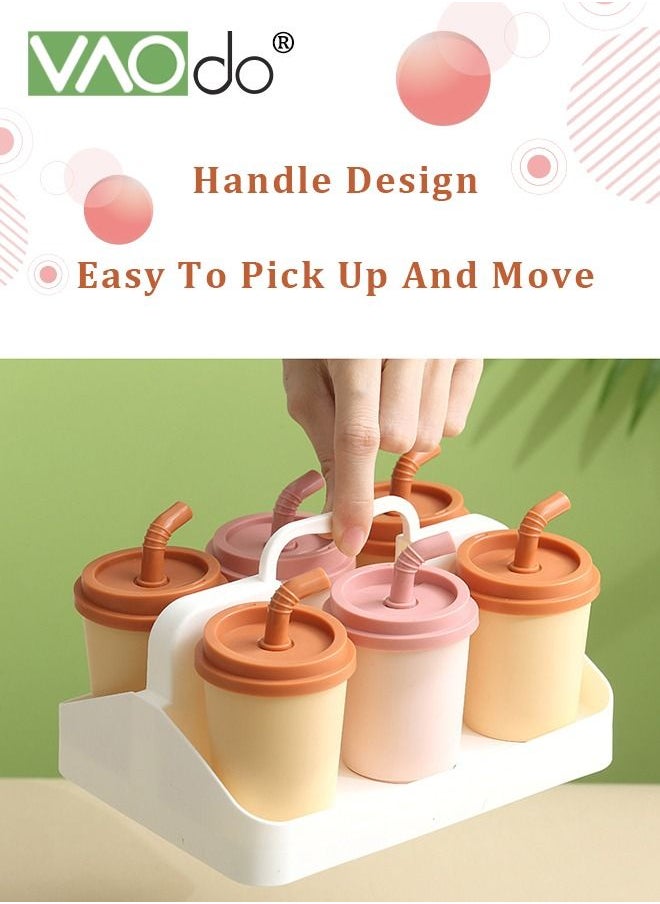 VAOdo - 6PCS Popsicle Molds Easy Release Ice Cream Molds Reusable BPA Free Ice Pop Maker With Storage Rack with Handle - Image 1