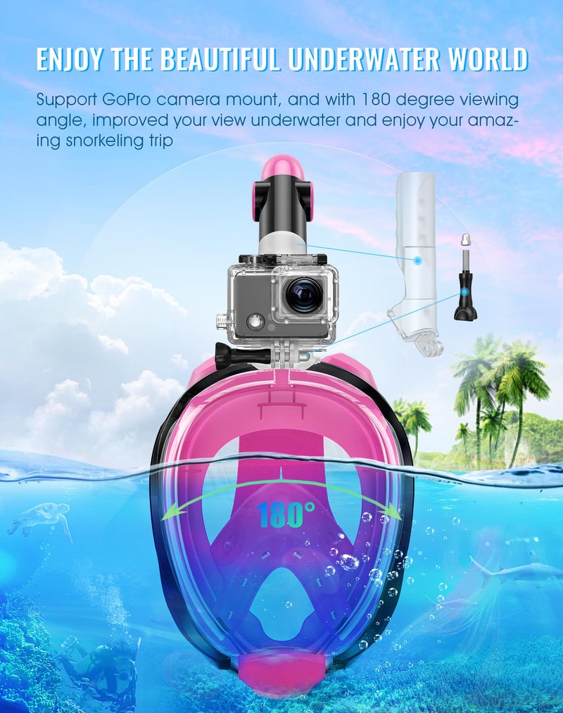 Greatever G2 Full Face Snorkel Mask with Latest Dry Top System,Foldable 180 Degree Panoramic View Snorkeling Mask with Camera Mount,Safe Breathing,Anti-Leak&Anti-Fog - Image 5