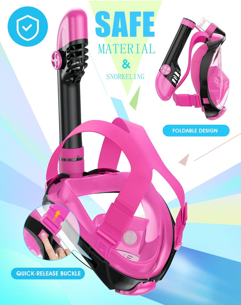Greatever G2 Full Face Snorkel Mask with Latest Dry Top System,Foldable 180 Degree Panoramic View Snorkeling Mask with Camera Mount,Safe Breathing,Anti-Leak&Anti-Fog - Image 4