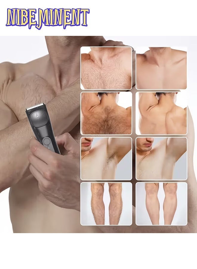NIBEMINENT مُشَذِّب شعر العانة للرجال، ماكينة حلاقة شعر العانة العامة، مع مجموعة غطاء حماية 2، رأس شفرة سيراميك، ماكينة حلاقة جافة ورطبة، ماكينة حلاقة كهربائية مشحونة عبر USB، ماكينة قص الشعر، ماكينة حلاقة، مُشَذِّب شعر الساق، مُشَذِّب وجه الرجال بدون ألم، هدية سوداء خمسة - Image 5