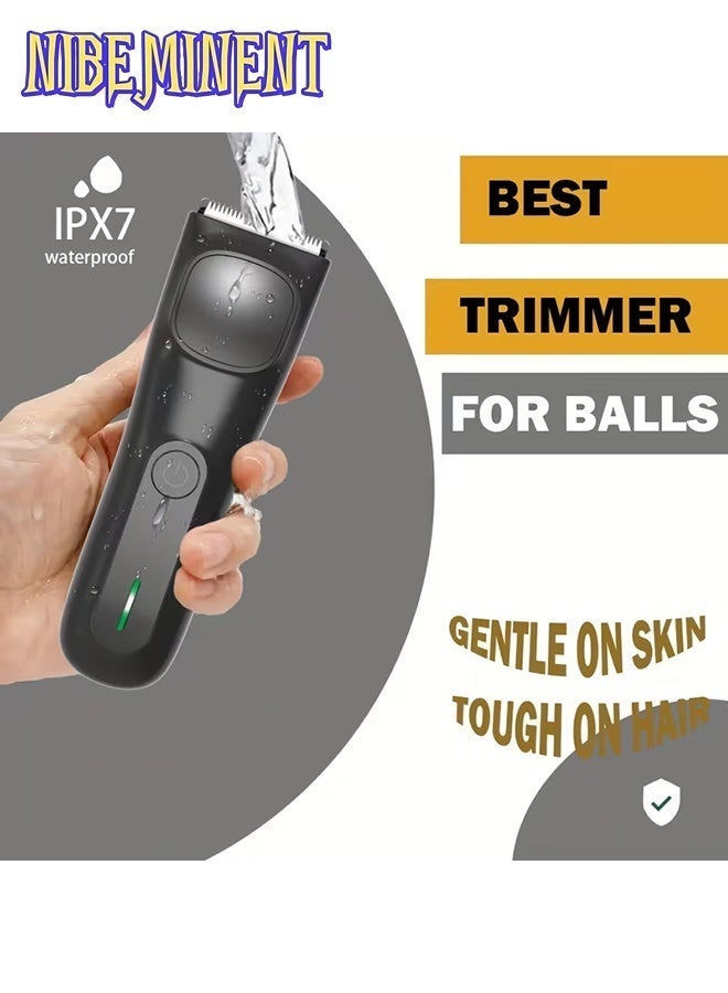 NIBEMINENT مُشَذِّب شعر العانة للرجال، ماكينة حلاقة شعر العانة العامة، مع مجموعة غطاء حماية 2، رأس شفرة سيراميك، ماكينة حلاقة جافة ورطبة، ماكينة حلاقة كهربائية مشحونة عبر USB، ماكينة قص الشعر، ماكينة حلاقة، مُشَذِّب شعر الساق، مُشَذِّب وجه الرجال بدون ألم، هدية سوداء خمسة - Image 3