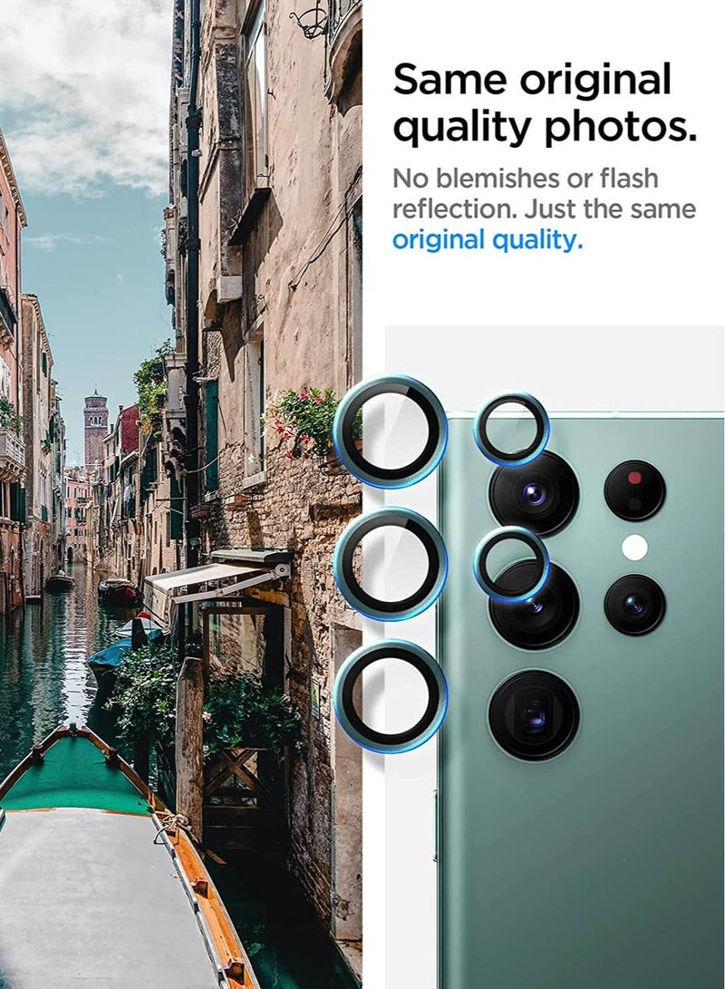 Spigen Glastr Ez Fit Optik Pro for Samsung Galaxy S22 Ultra Camera Lens Protector (2 Pack) - Green - Image 3