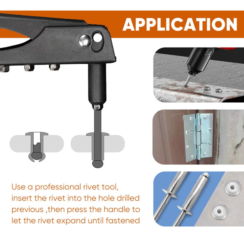 ALLCLEAN 50 Pcs 1/4" x 1/2" Stainless Steel Blind Pro Rivets,6.4 x 12mm Pop Rivets,Stainless Steel Grip and Stainless Steel Mandrel - Image 3