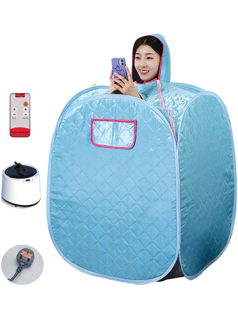 Generic - Portable Sauna Steam Tent with 2L Steam Generator Full Size Home Personal Sauna Box Steam Room for Home Relaxation Spa Including Carry Bag 1000W (Blue) - Image 1