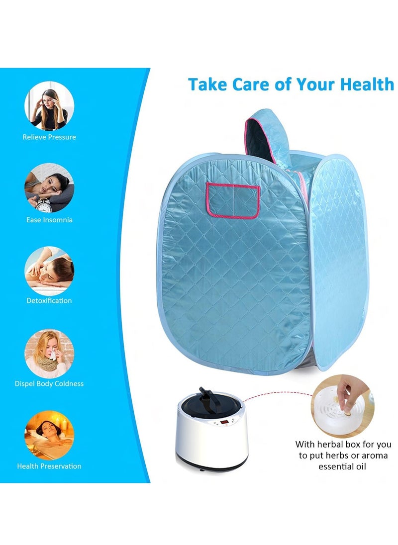 Generic - Portable Sauna Steam Tent with 2L Steam Generator Full Size Home Personal Sauna Box Steam Room for Home Relaxation Spa Including Carry Bag 1000W (Blue) - Image 1