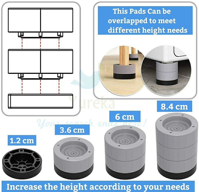 KEJTRA KEJTRA 4 Pices MultiPurpose Anti Vibration Pads for Washing Machine Feet with Tank Tread Grip for Washer and Dryer Protects Laundry Room Floor for Home Appliances  - Image 3