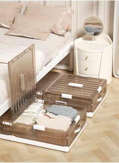NKX Set of 2 Space-Saving Drawer-Style Folding Under Bed Storage Box with Wheels 18cm  - Image 4