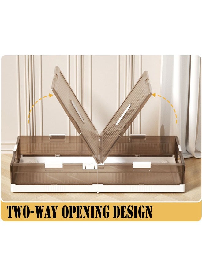 NKX - Set of 2 Space-Saving Drawer-Style Folding Under Bed Storage Box with Wheels 18cm - Image 1