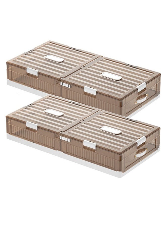 NKX - Set of 2 Space-Saving Drawer-Style Folding Under Bed Storage Box with Wheels 18cm - Image 1