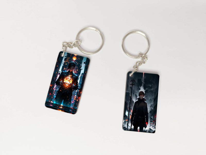 OUTFITQUE OUTFITQUE Premium (Pack of 2) Anime-394 Printed Long Keychain For Bike, Scooty, Car, MDF Keyholder - Image 1