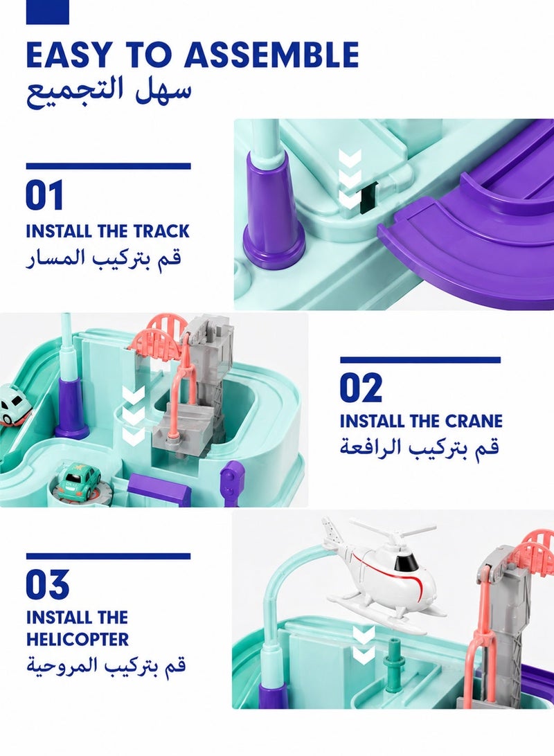 GOOGO Toys Race Track Car Adventure Preschool Toddler Boy Toys Educational Parent-Child Interactive Racing Kids Toy with 5 car - Image 5