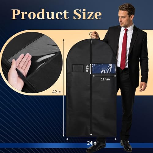Lzerking Premium Garment Bag 8-Pack, 43 Inch Garment Bags for Hanging Clothes, Suit Bags for Travel with Clear Window, Sweater, Coat & Suit Storage - Image 4