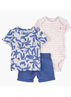 SKT Shiketro Spring and Summer Boys Climbing Clothes T-shirt Shorts Triangle Bodysuit Baby Boys Home Clothes 3-piece Set 
