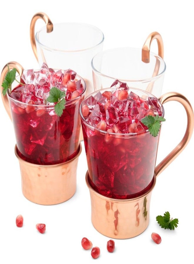 ادفانسد ميكسولوجي أكواب ميول تركية متطورة | طقم من 4 أكواب | قاعدة من النحاس النقي 100% وزجاج | آمنة للاستخدام مع الطعام | لمسة نهائية مطروقة | - Image 3