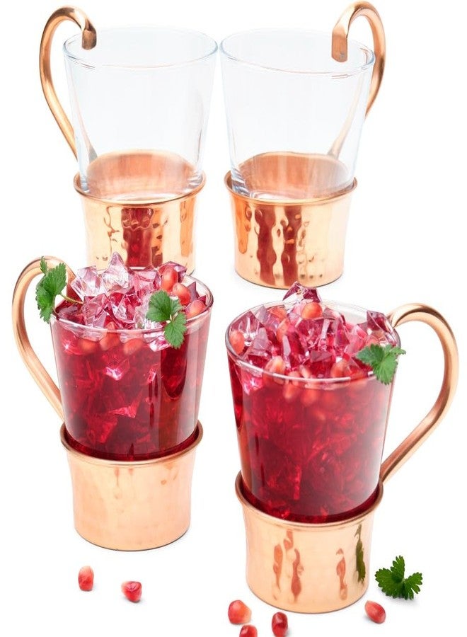 ادفانسد ميكسولوجي أكواب ميول تركية متطورة | طقم من 4 أكواب | قاعدة من النحاس النقي 100% وزجاج | آمنة للاستخدام مع الطعام | لمسة نهائية مطروقة | - Image 1