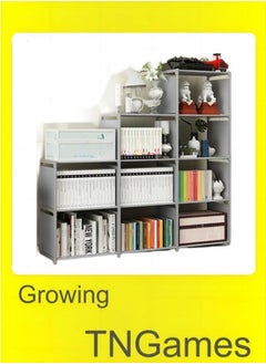 TNGames Trapezoidal 9 Cube Bookcase Display Stand Bookshelf Silver Gray  - Image 1